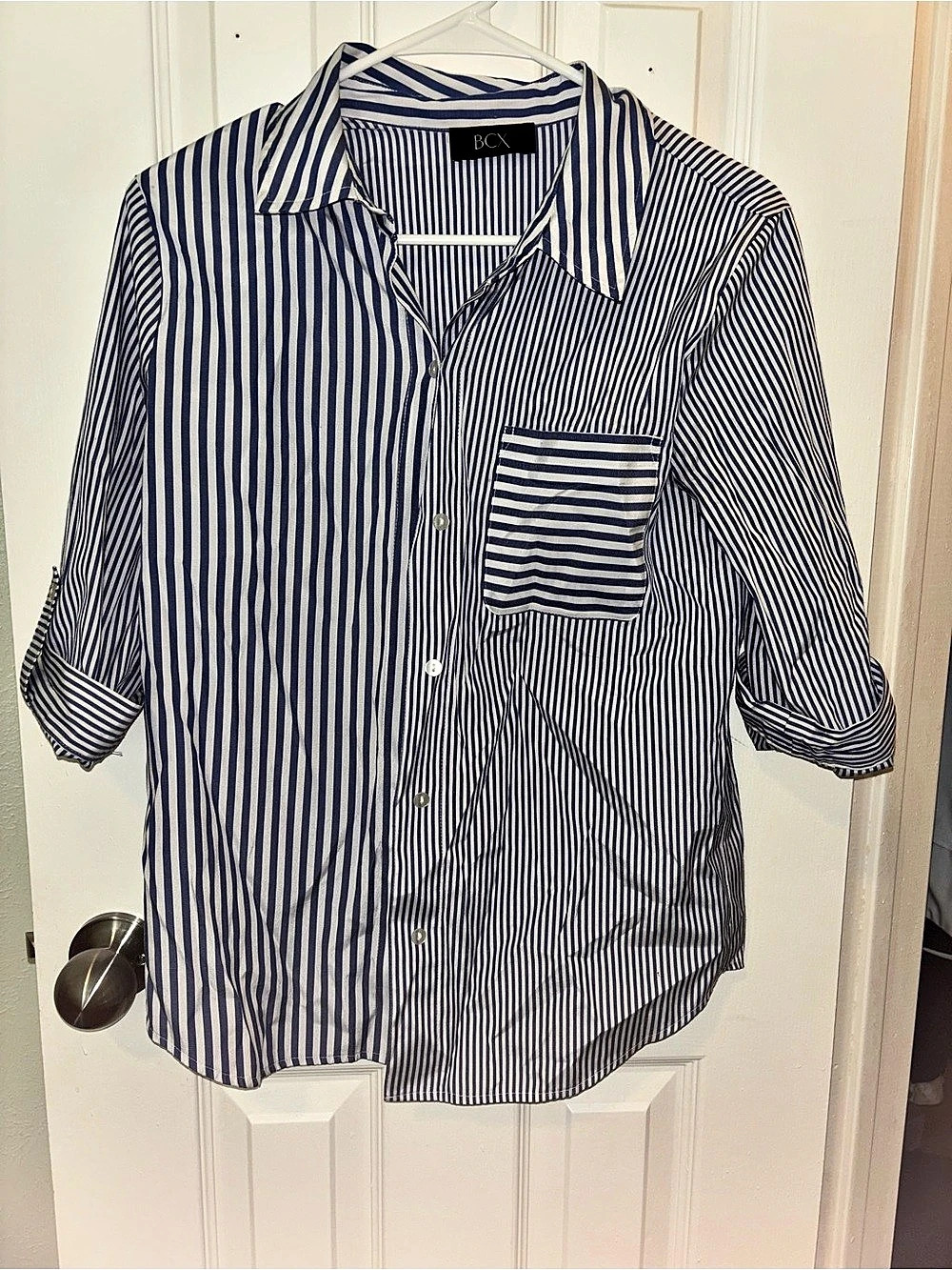 BCX Blue & White Striped Button Down